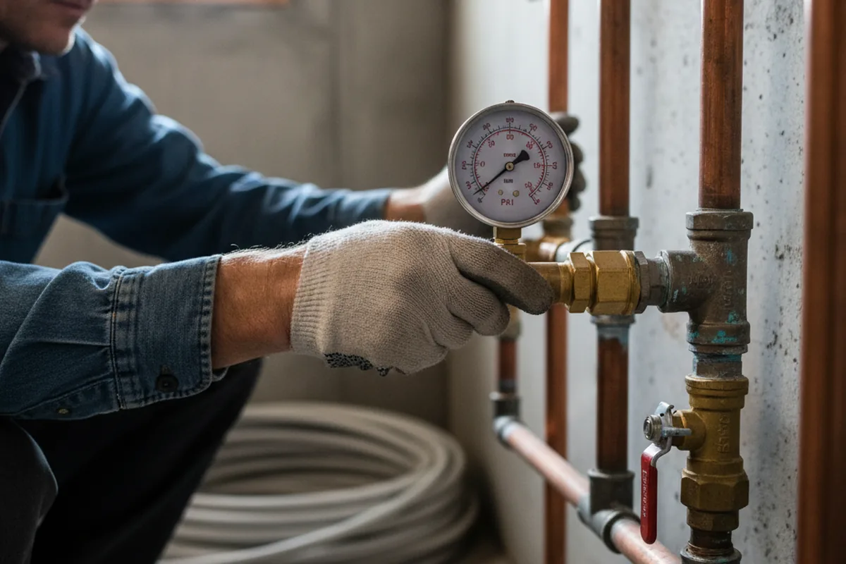 Pressure testing a repaired line during Water Line Repair in Morgantown